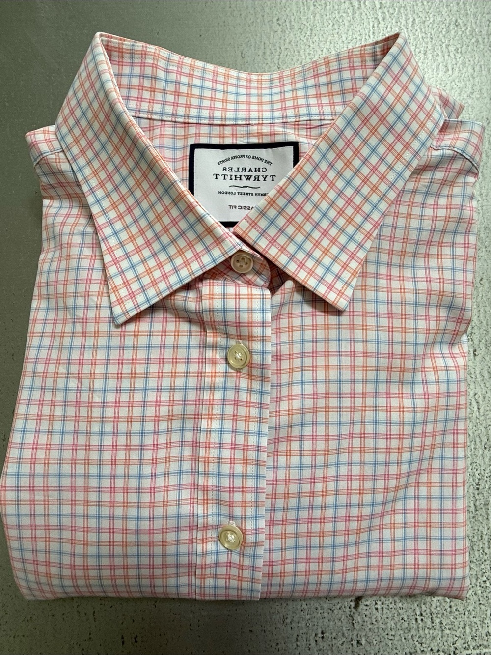 Charles Tyrwhitt Pink and Blue Windowpane Dress Shirt